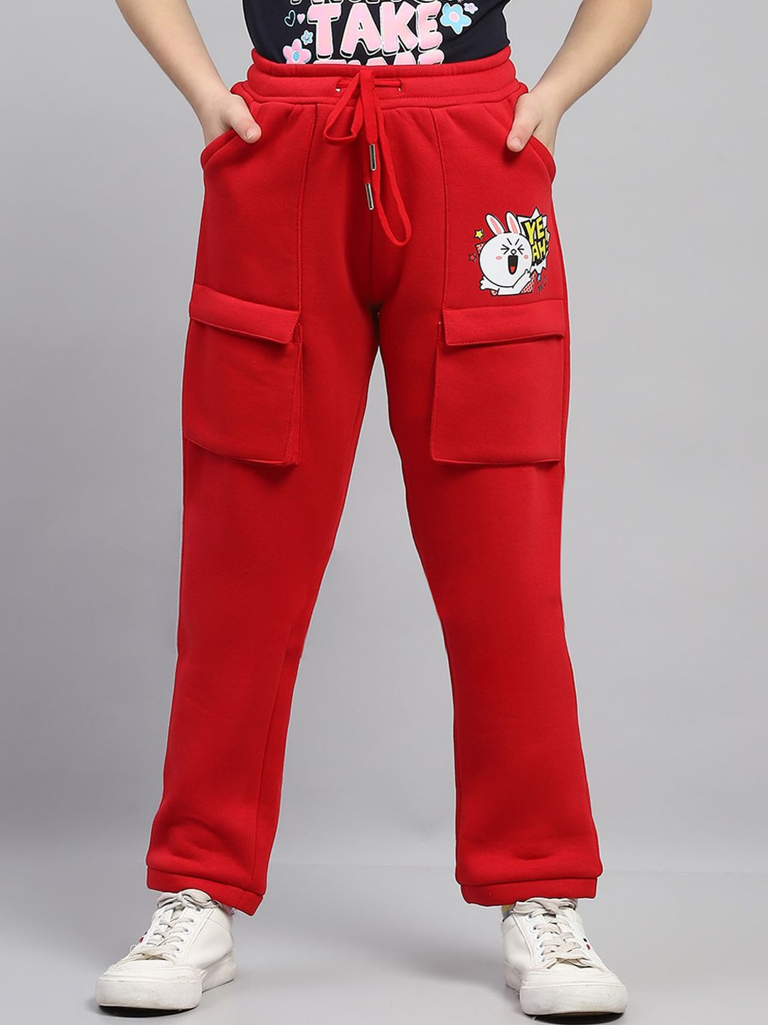

Monte Carlo Girls Graphic Printed Mid Rise Track Pant, Red