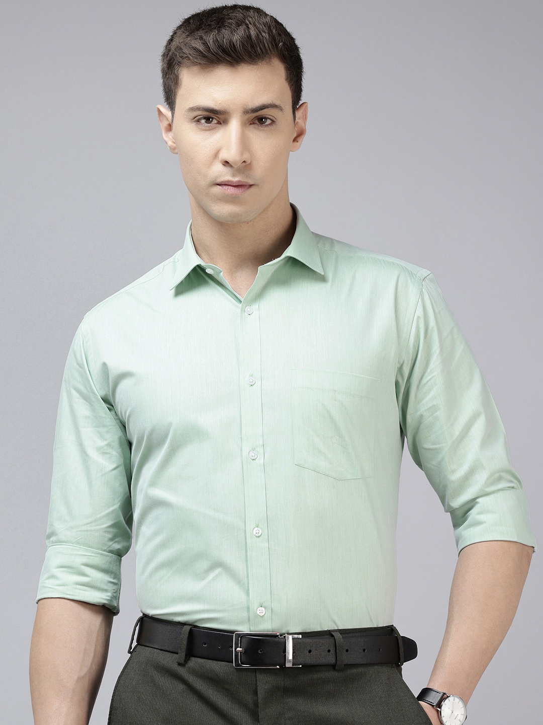 

Park Avenue Slim Fit Opaque Formal Shirt, Green