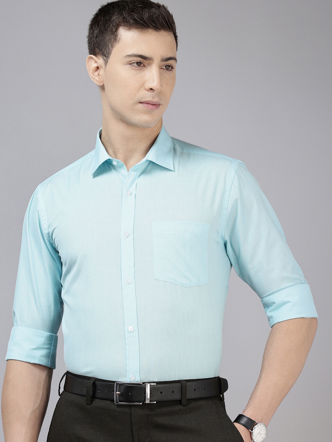 

Park Avenue Slim Fit Textured Self Design Formal Shirt, Blue