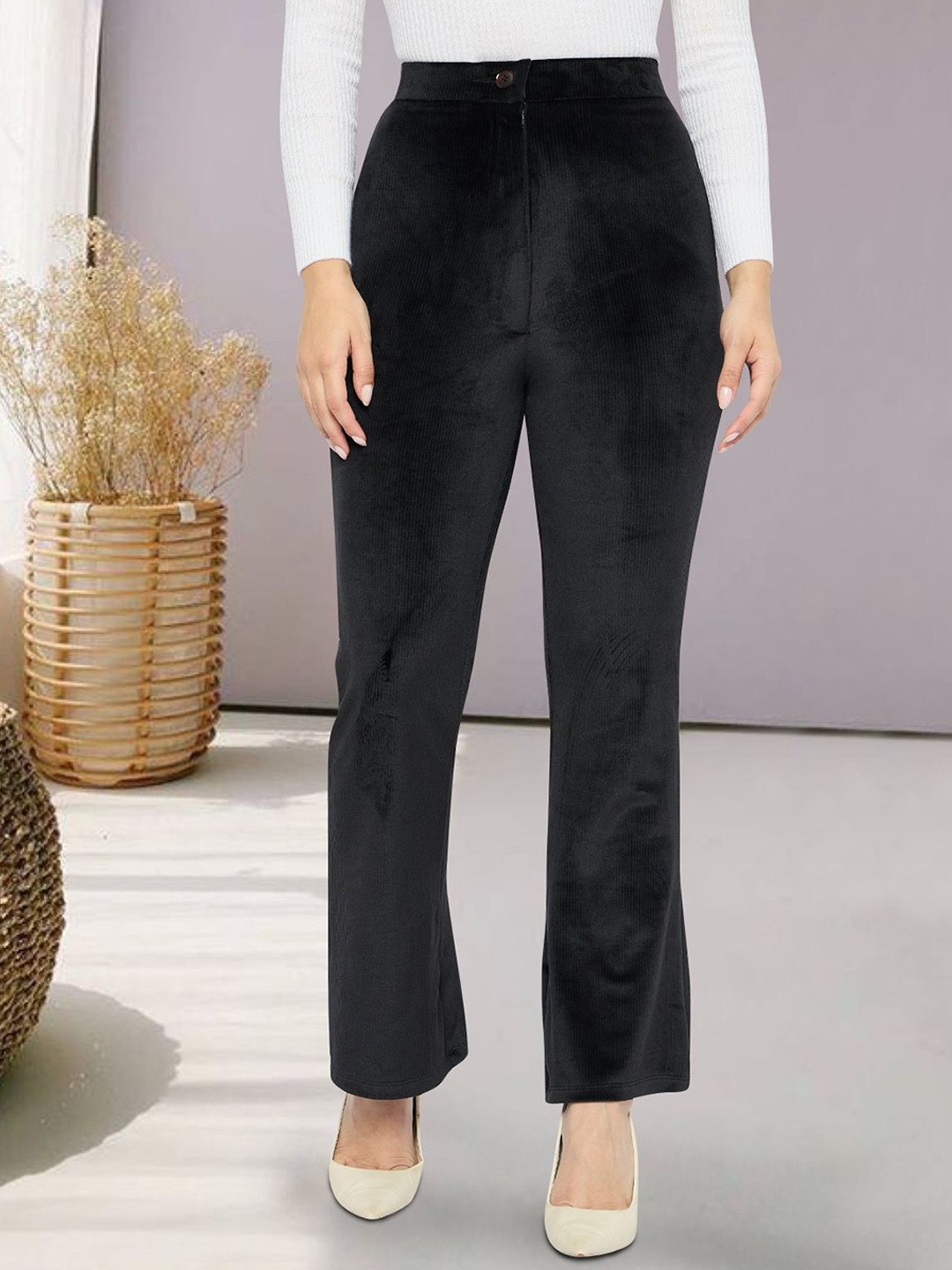 

Martini Women Smart Straight Fit High-Rise Bootcut Trousers, Black