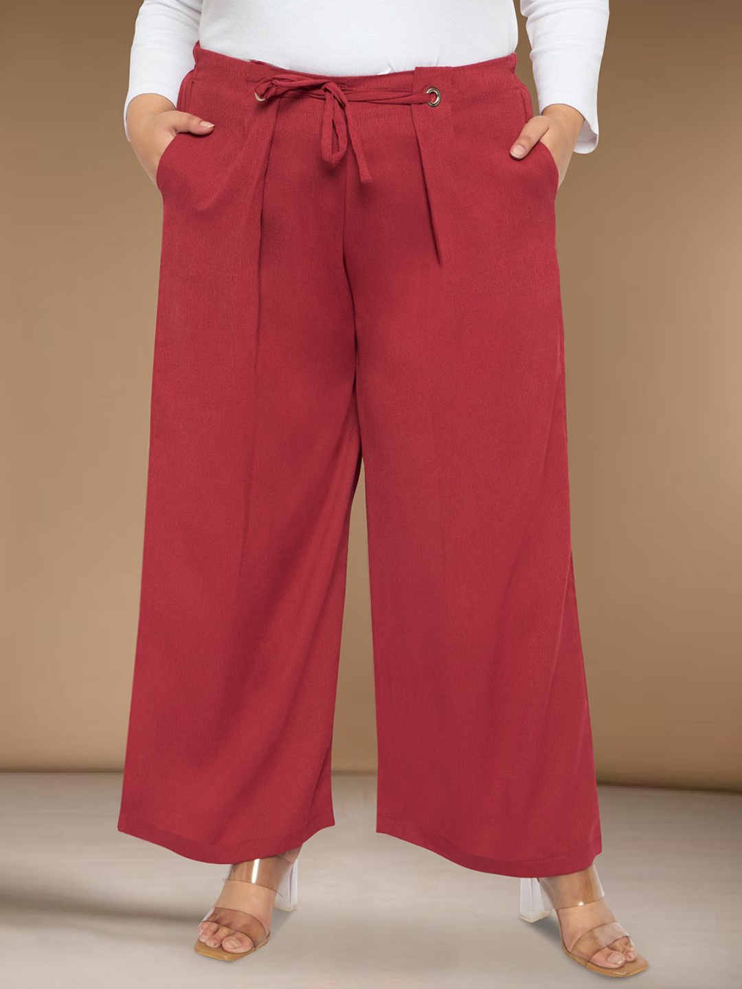 

wild U Women Smart Loose Fit Trousers, Rust