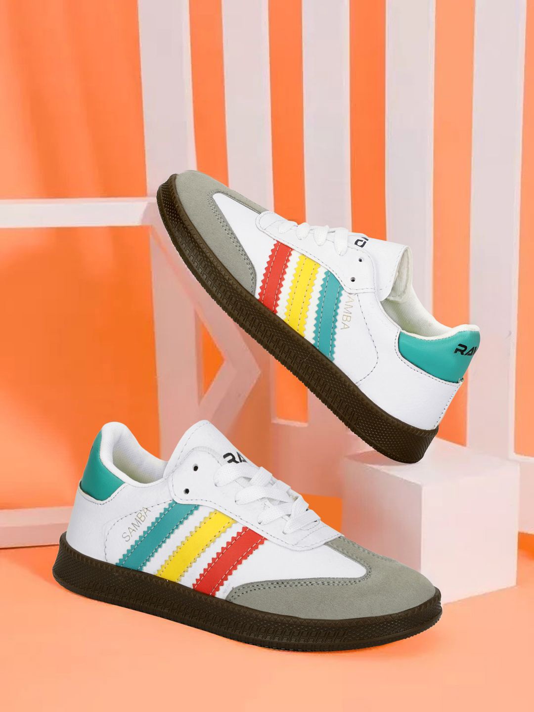 

RAVDI Boys Colourblocked Lace-Ups Sneakers, White