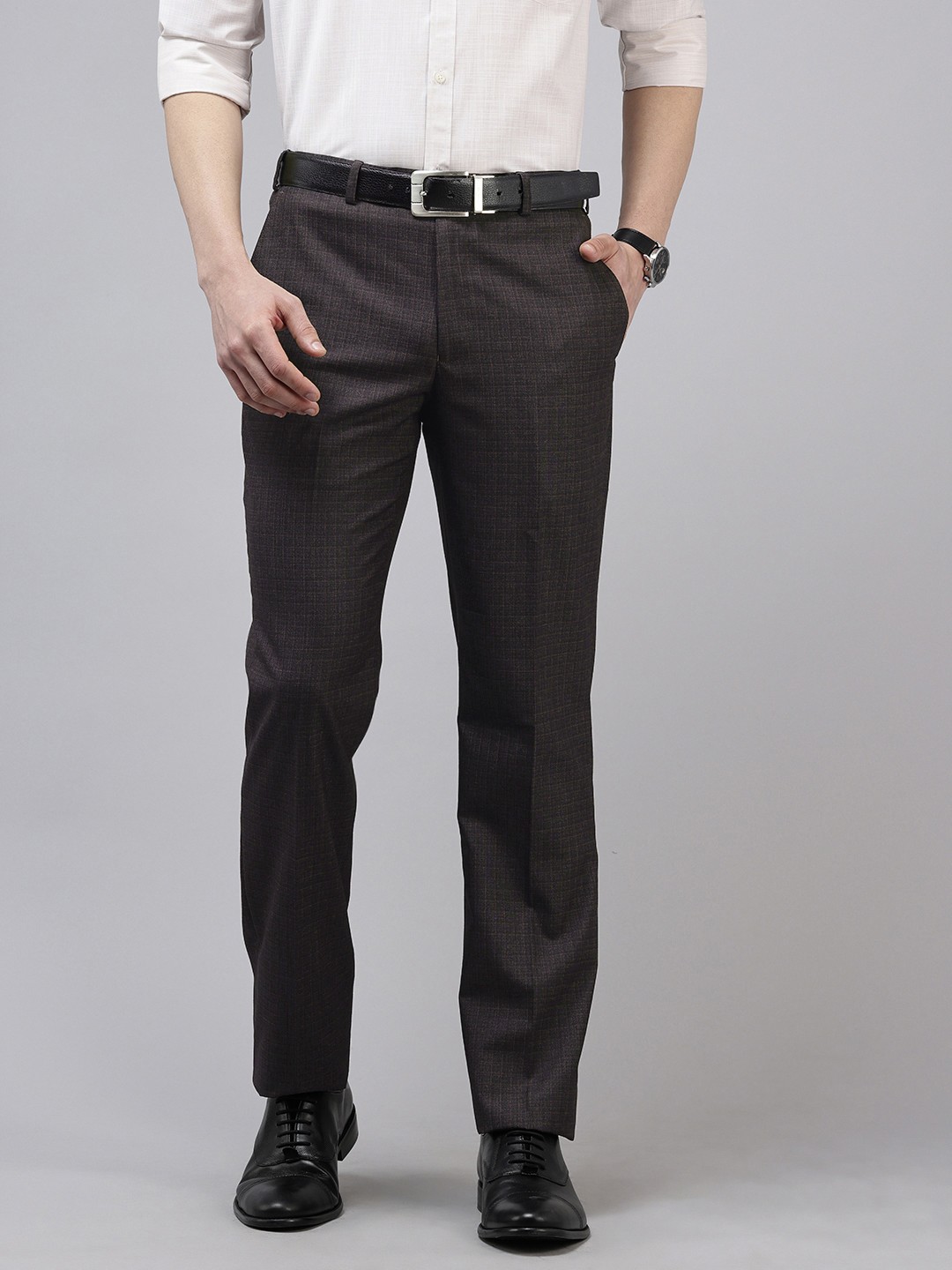 

Park Avenue Men Checked Formal Trousers, Violet
