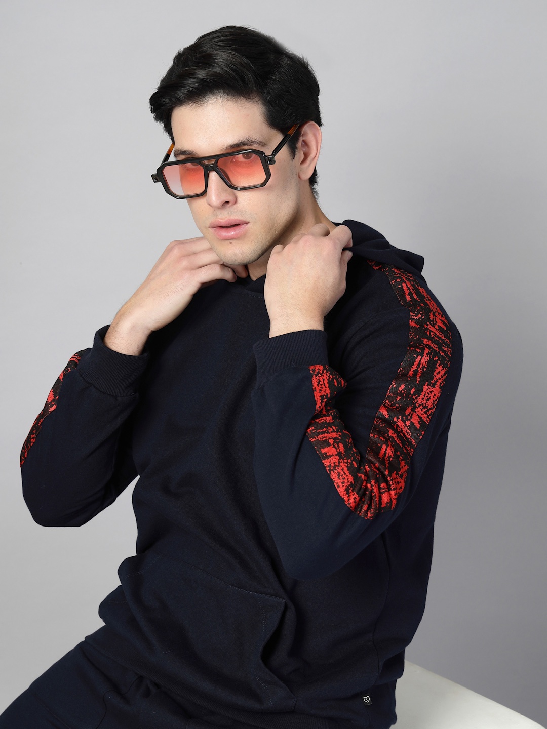 

Rigo Men Black Fleece Abstract Oversized Fit Tracksuit