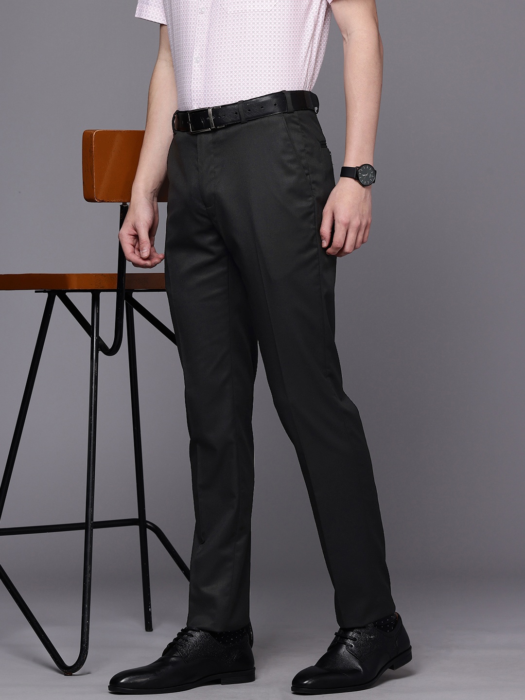 

Raymond Men Slim Fit Formal Trousers, Black