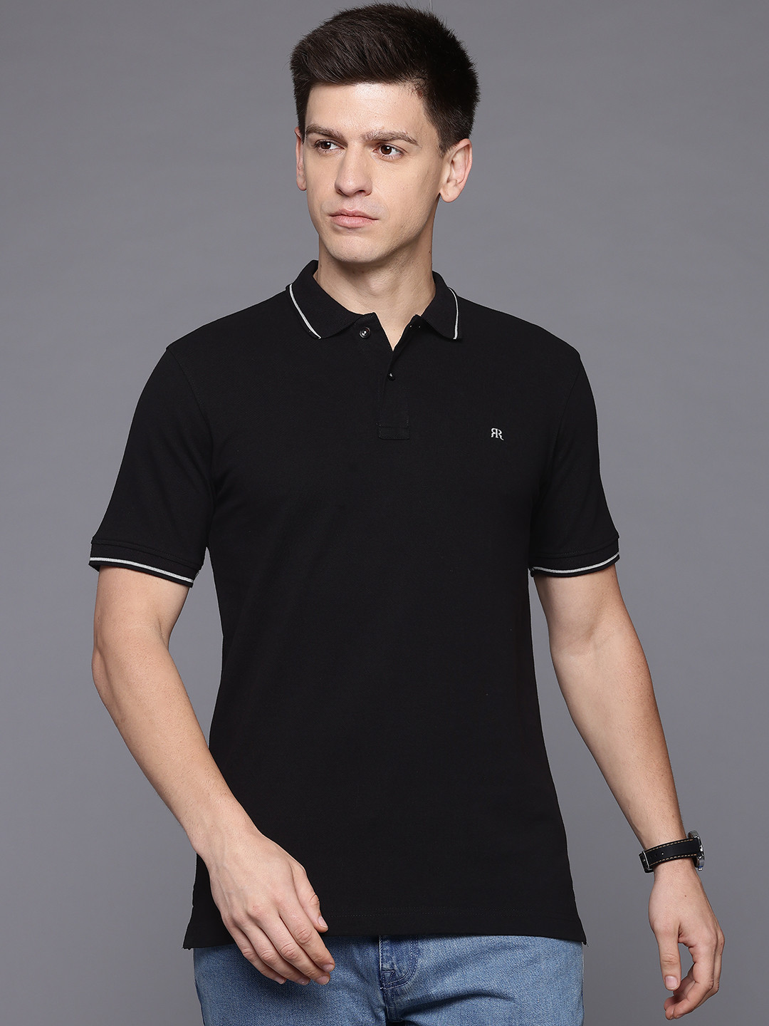

Raymond Men Polo Collar Pure Cotton T-shirt, Black
