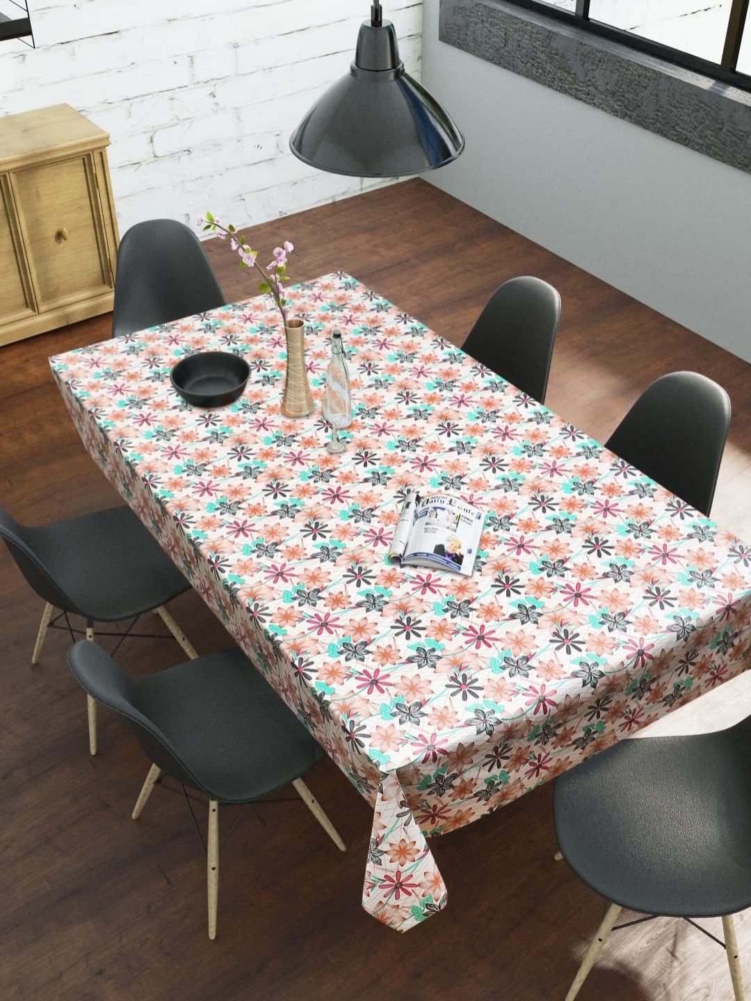 

LooMantha Green Ethnic Motifs Waterproof Plastic 6-Seater Table Cover