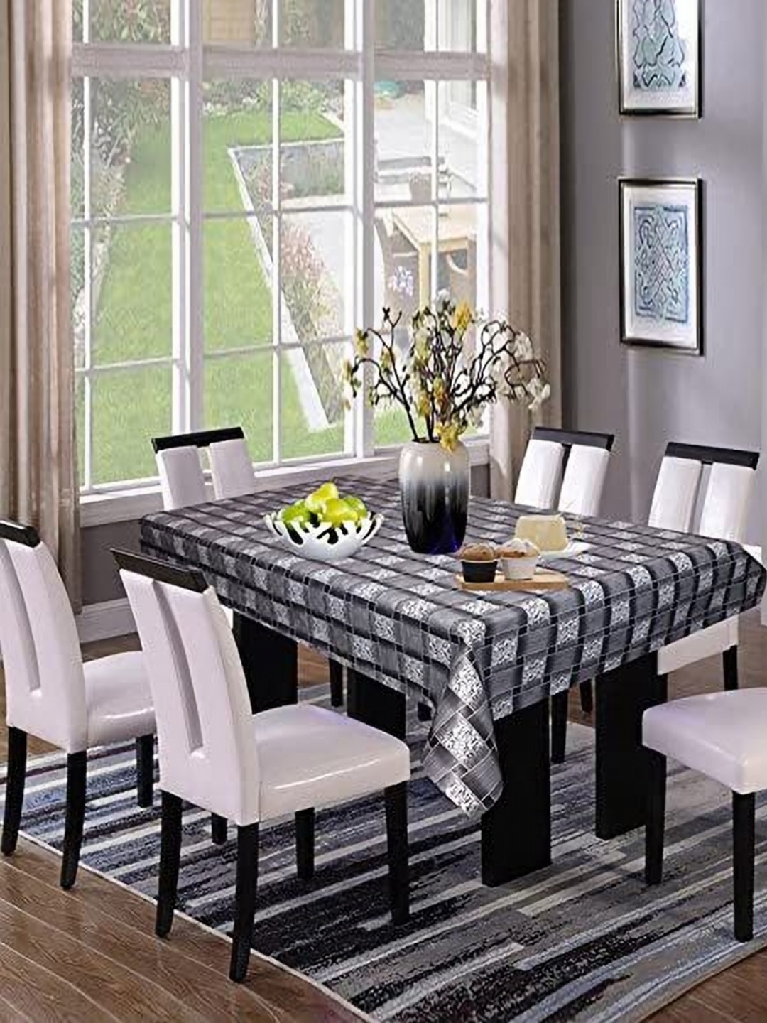 

LooMantha Grey & White Geometric Printed Waterproof 6-Seater Rectangle Table Cover