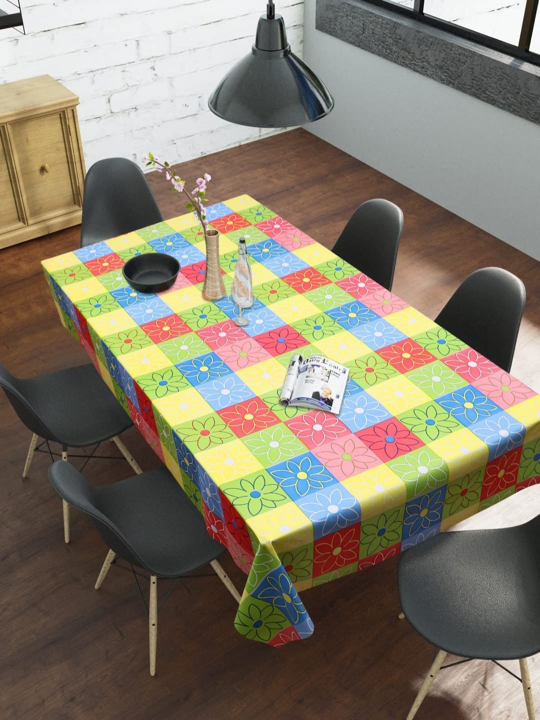 

LooMantha Blue & Green Geometric Printed Waterproof Rectangle 6-Seater Table Cover