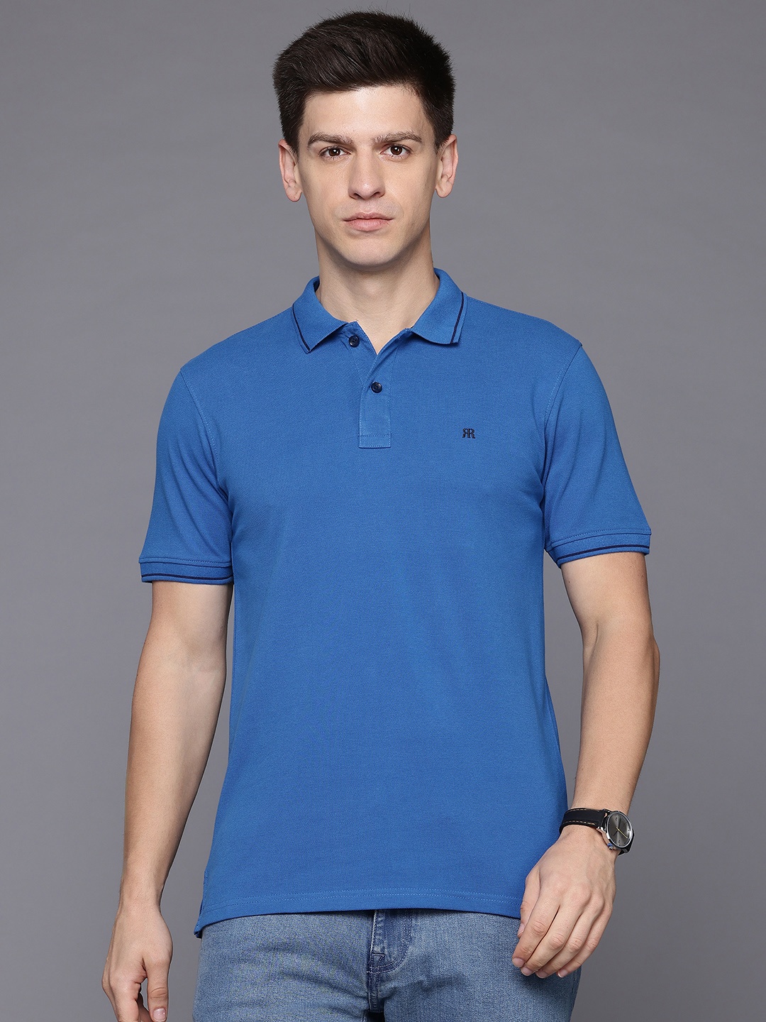

Raymond Modern Fit Pure Cotton Polo T-shirt, Blue