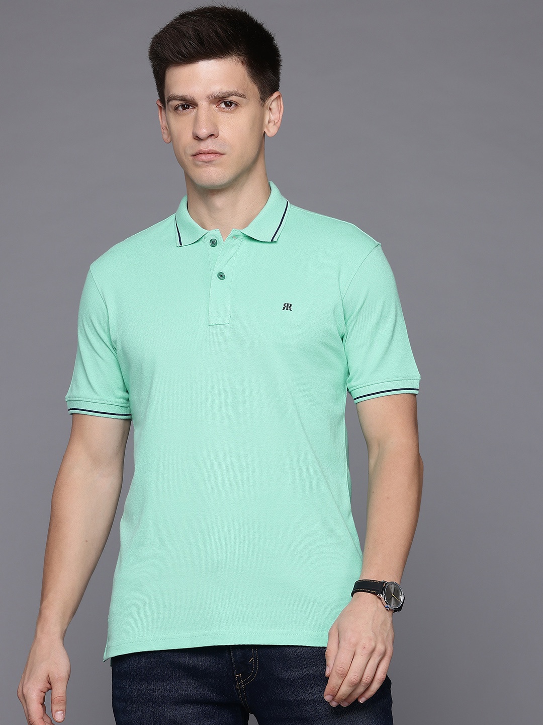 

Raymond Men Polo Collar Pure Cotton T-shirt, Green