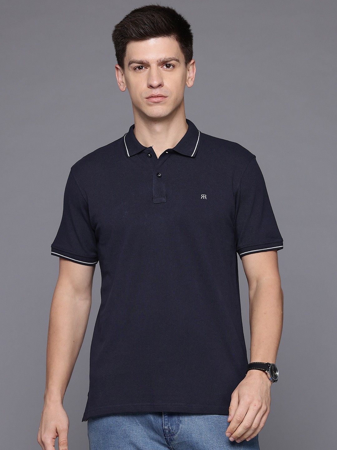 

Raymond Men Polo Collar Pure Cotton T-shirt, Blue