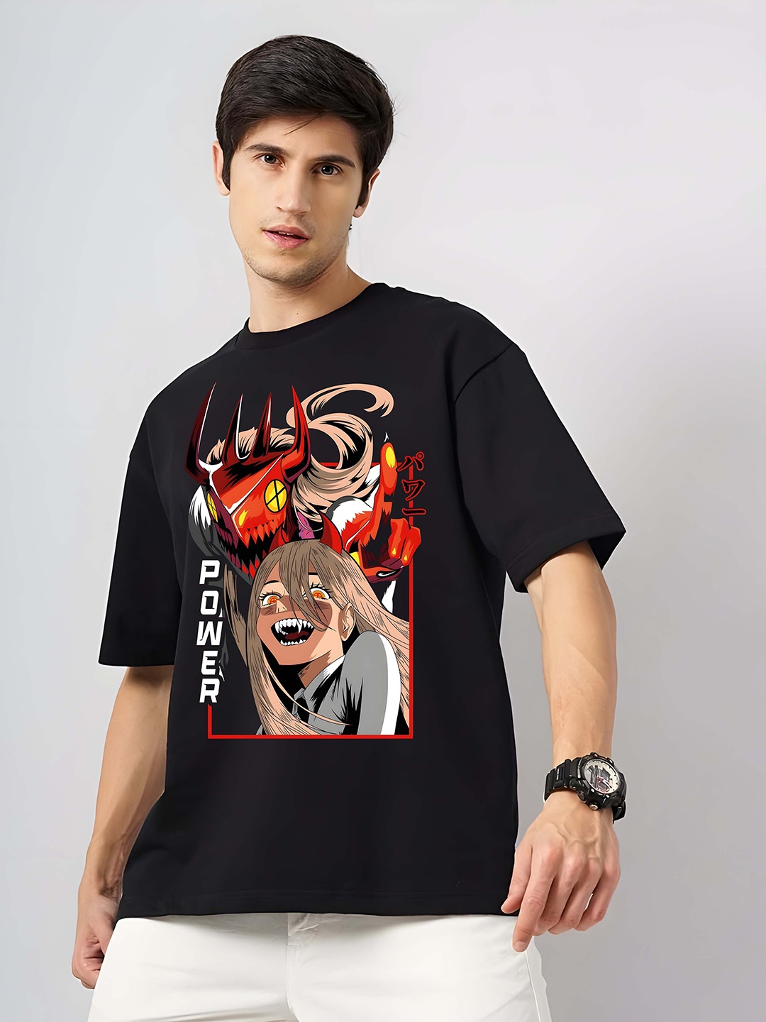 

KAIDO Men Graphic Printed Round Neck Pure Cotton Relaxed Fit T-shirt, Black