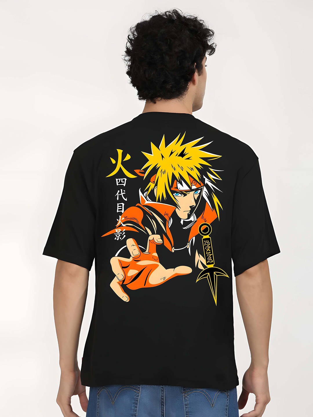 

KAIDO Naruto Anime Printed Round Neck Pure Cotton Relaxed Fit T-shirt, Black