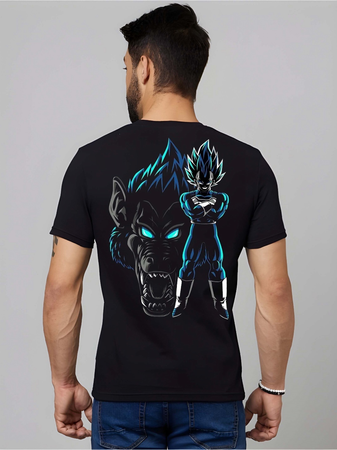 

KAIDO Men Dragon Ball Z Graphic Printed Round Neck Cotton T-shirt, Black