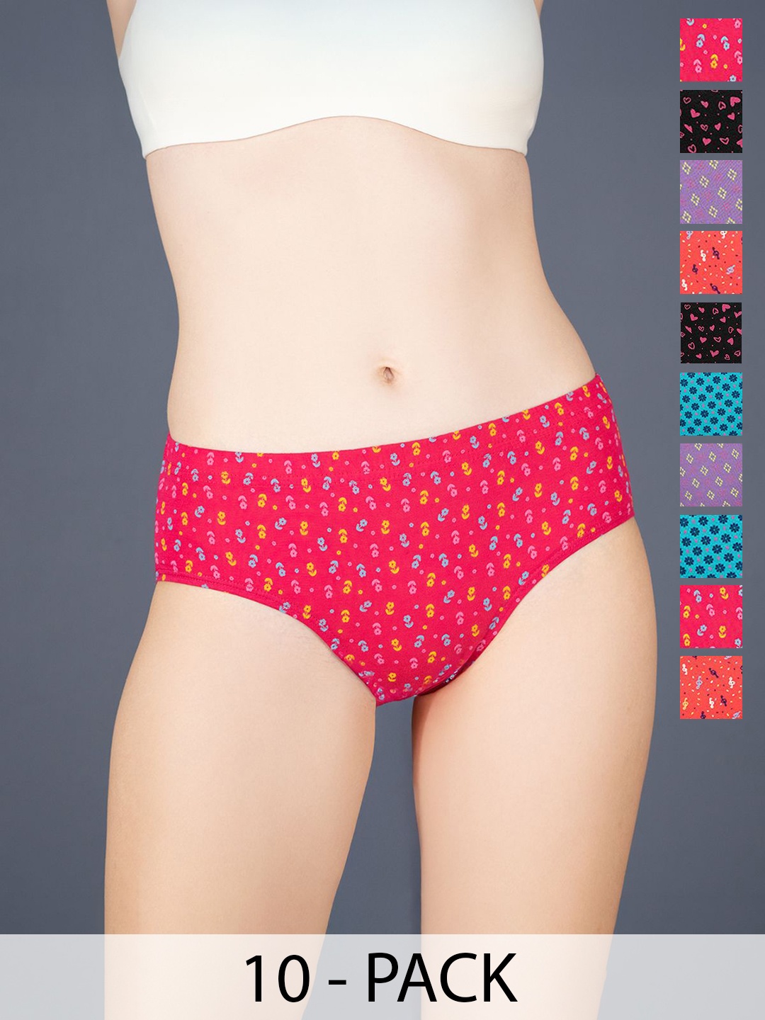 

Lux Cozi Pack Of 10 Assorted Pure Cotton Hipster Briefs COZIHER_602_PTY_AST_10PC