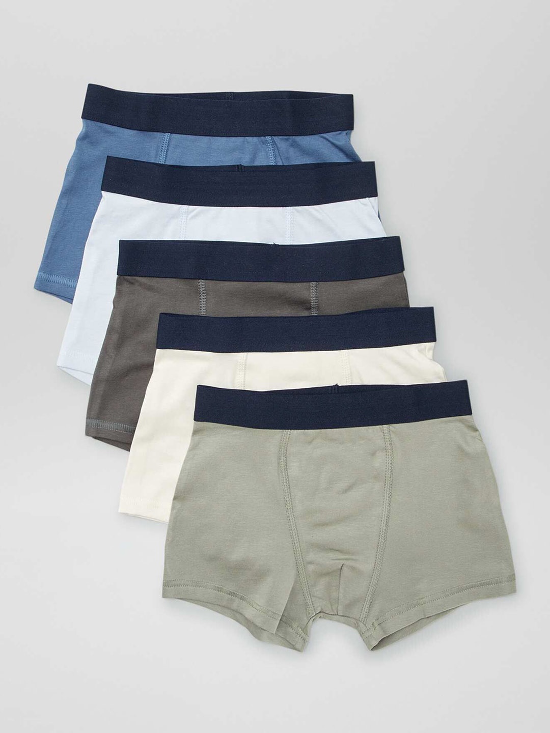 

KIABI Boys Pack Of 5 Pure Cotton Mid Rise Trunks AZI91GREEN1-Green