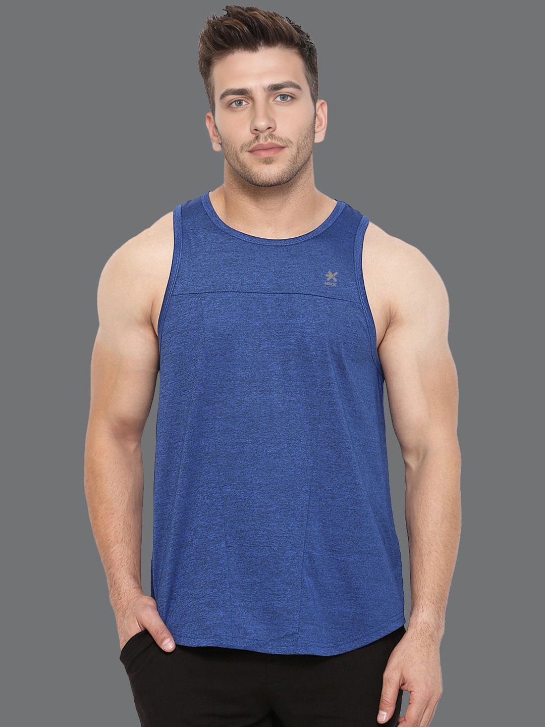 

HRX by Hrithik Roshan Men Solid Round Neck T-shirt, Blue