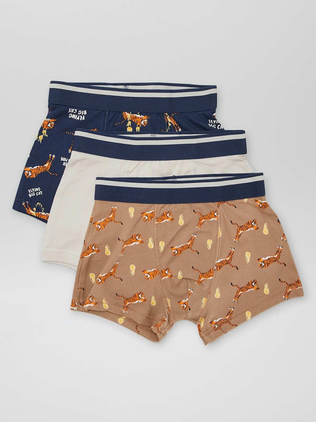 

KIABI Boys Pack Of 3 Tiger Printed Cotton Basic Briefs - XD057AO_TIGER, Blue