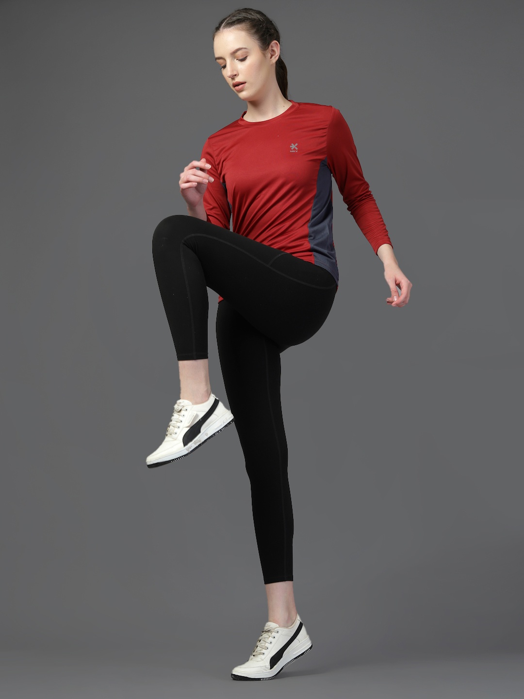 

HRX by Hrithik Roshan Women Solid Round Neck T-shirt, Maroon