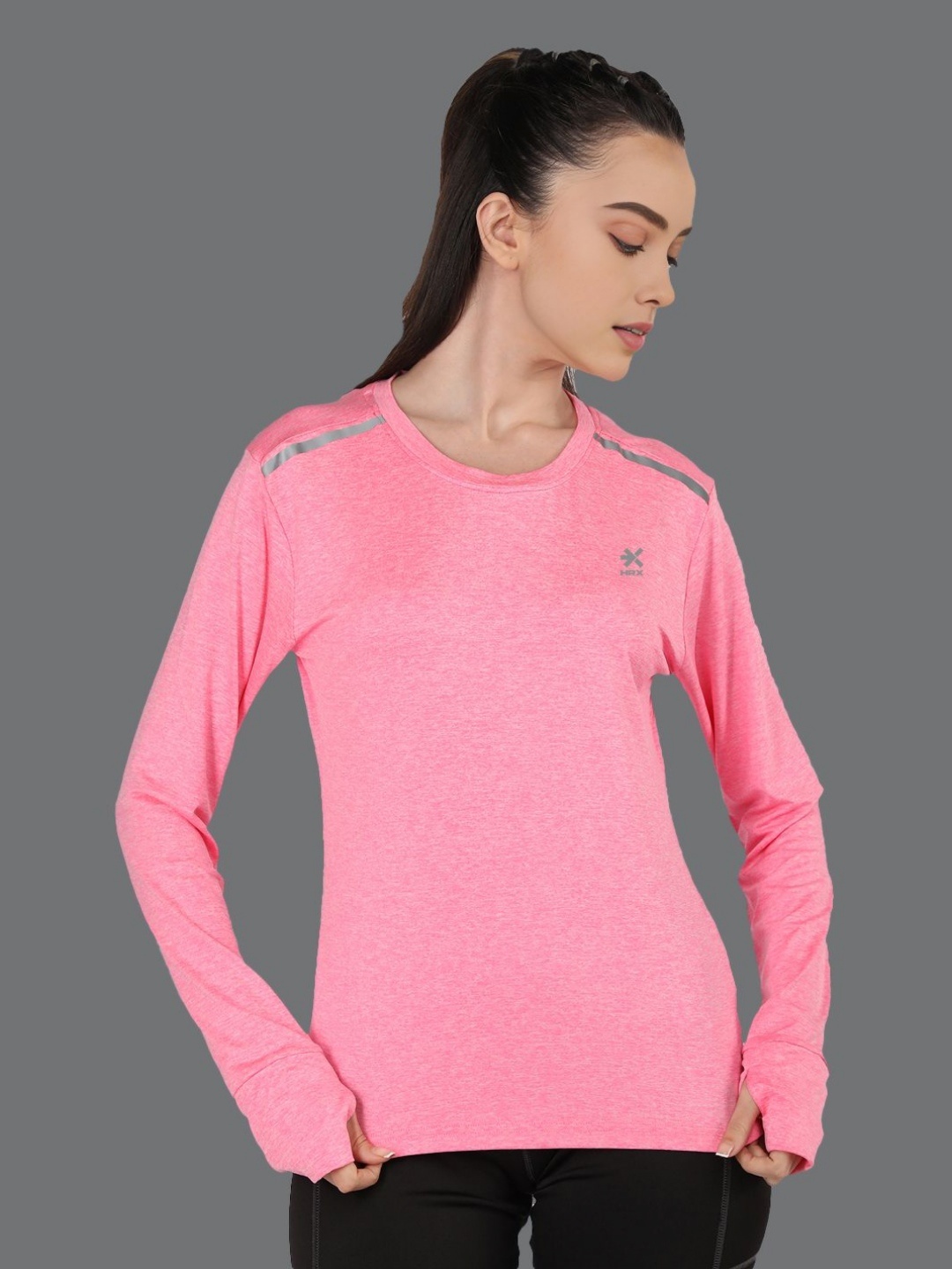 

HRX by Hrithik Roshan Women Solid Round Neck T-shirt, Pink