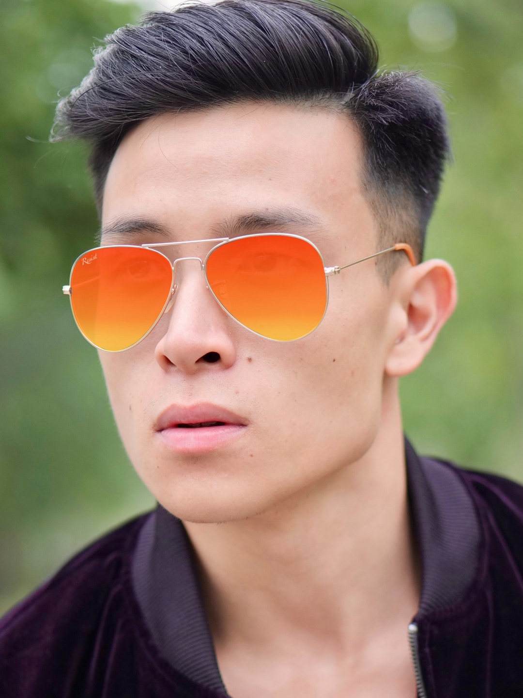 

RESIST EYEWEAR Unisex UV Protected Lens Aviator Sunglass AIRCRAFTS BLACK OREANGE REVO 2, Orange