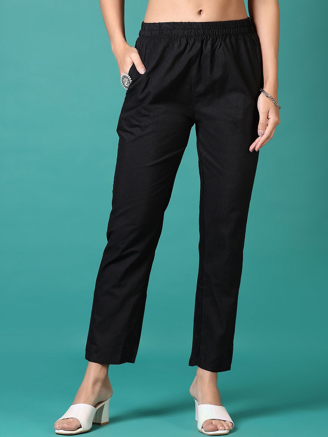 

V-Mart Women Trousers, Black