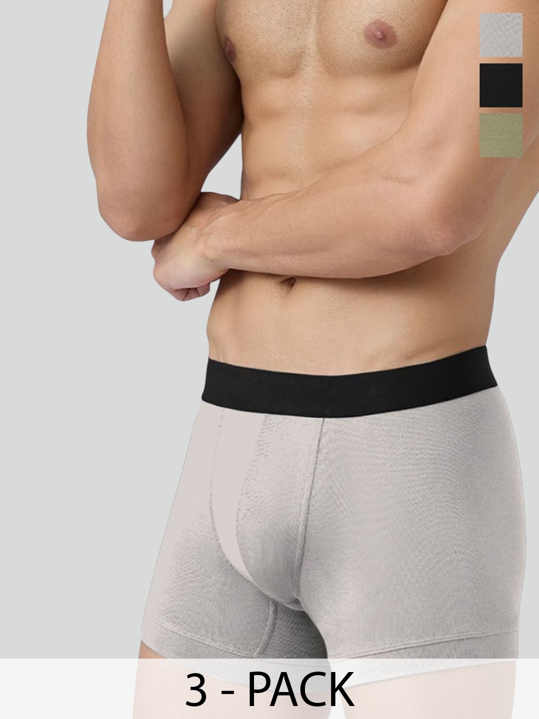 

Prettify Men Pack Of 3 Mid-Rise Trunk TRUNK-08-09-10, Grey