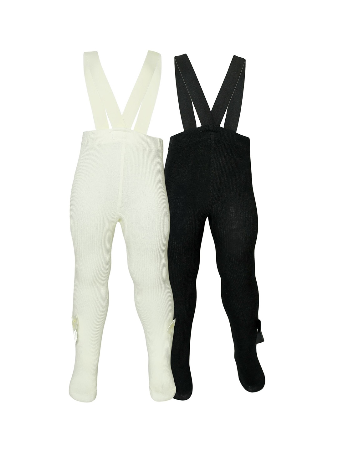 

The Little Lookers Infant Kids Pack Of 2 Cotton Trousers with Suspenders, Cream