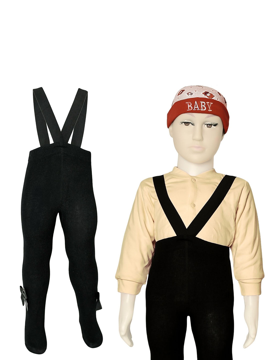 

The Little Lookers Infant Kids Cotton Trouser With Suspender, Black