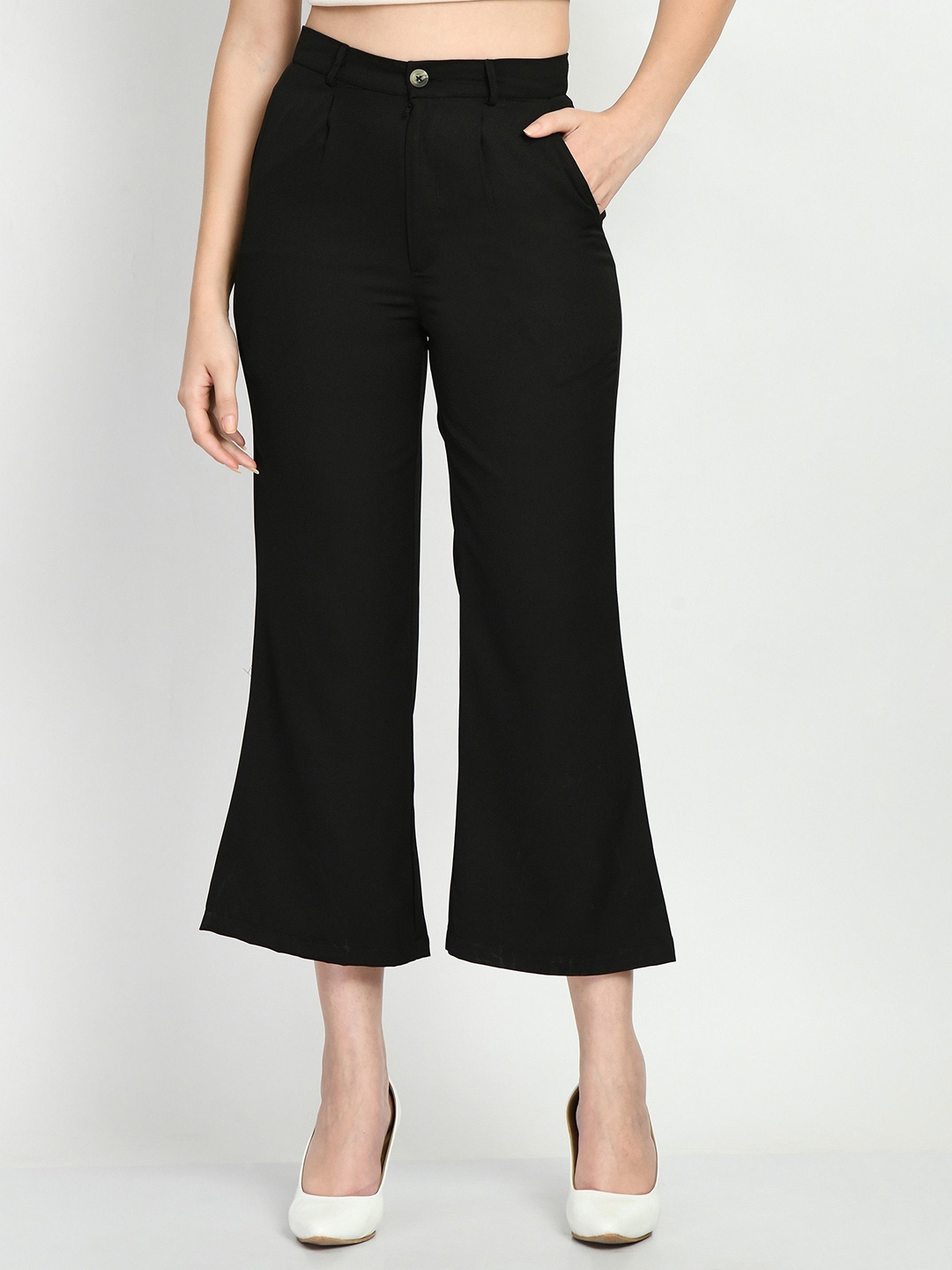 

COATTIRE Women Tailored Mid-Rise Regular Fit Trousers, Black