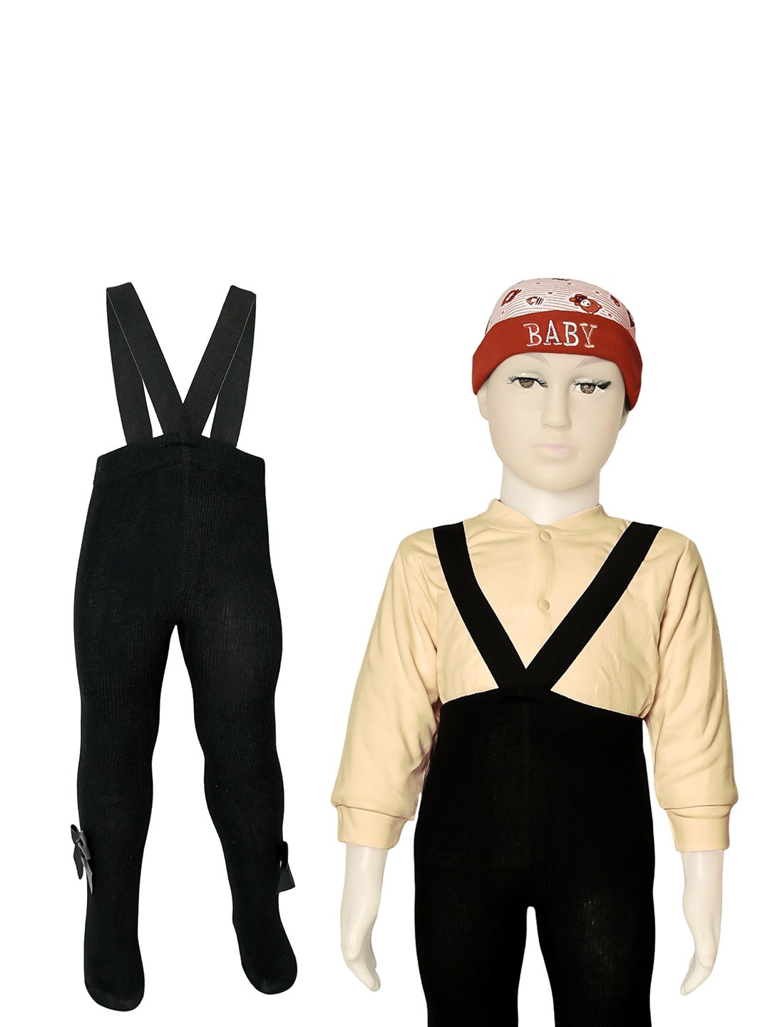 

The Little Lookers Infant Kids Cotton Trousers With Suspenders, Black