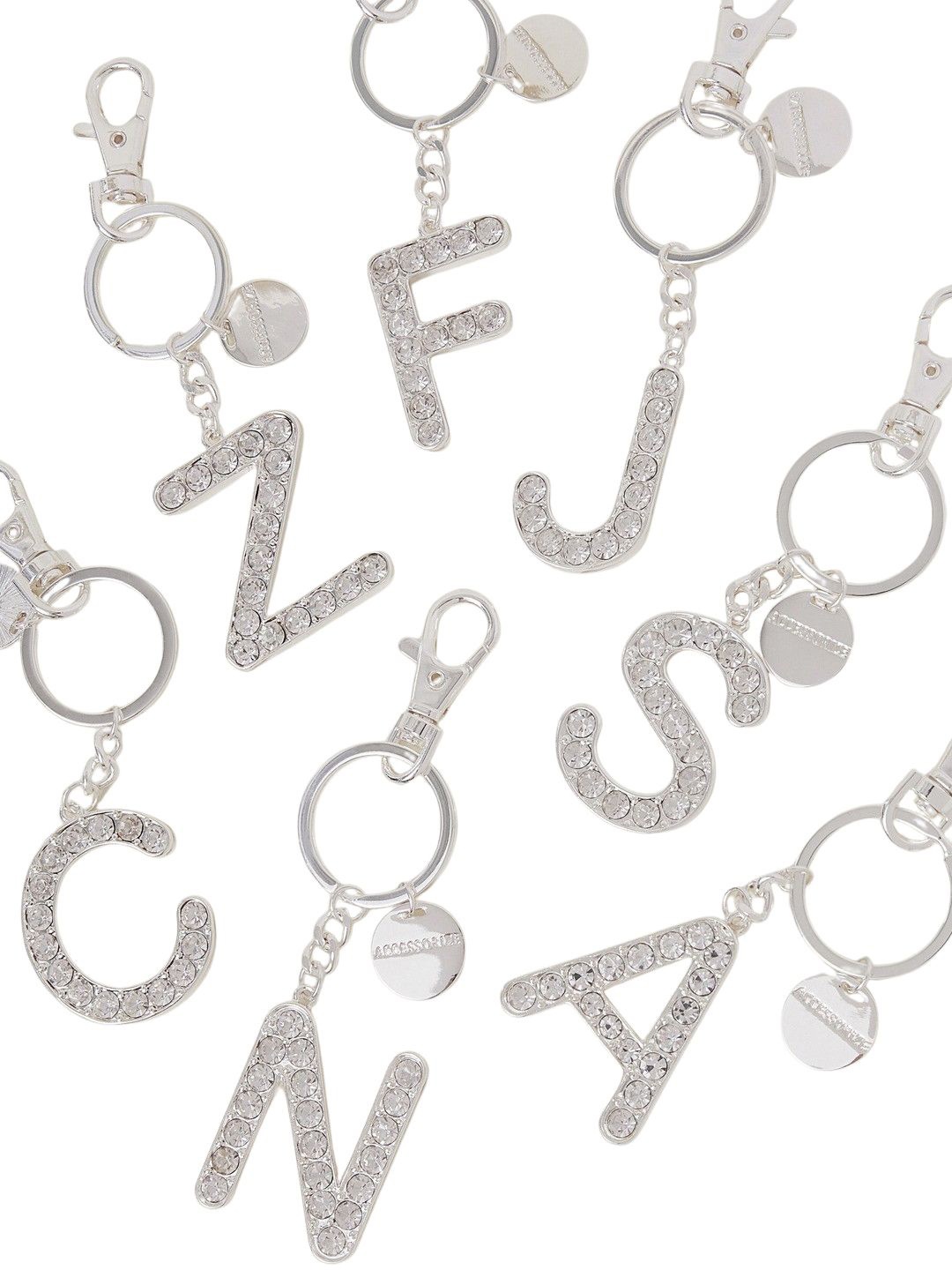 

Accessorize Initial M Stone-Studded Key Chain, Silver