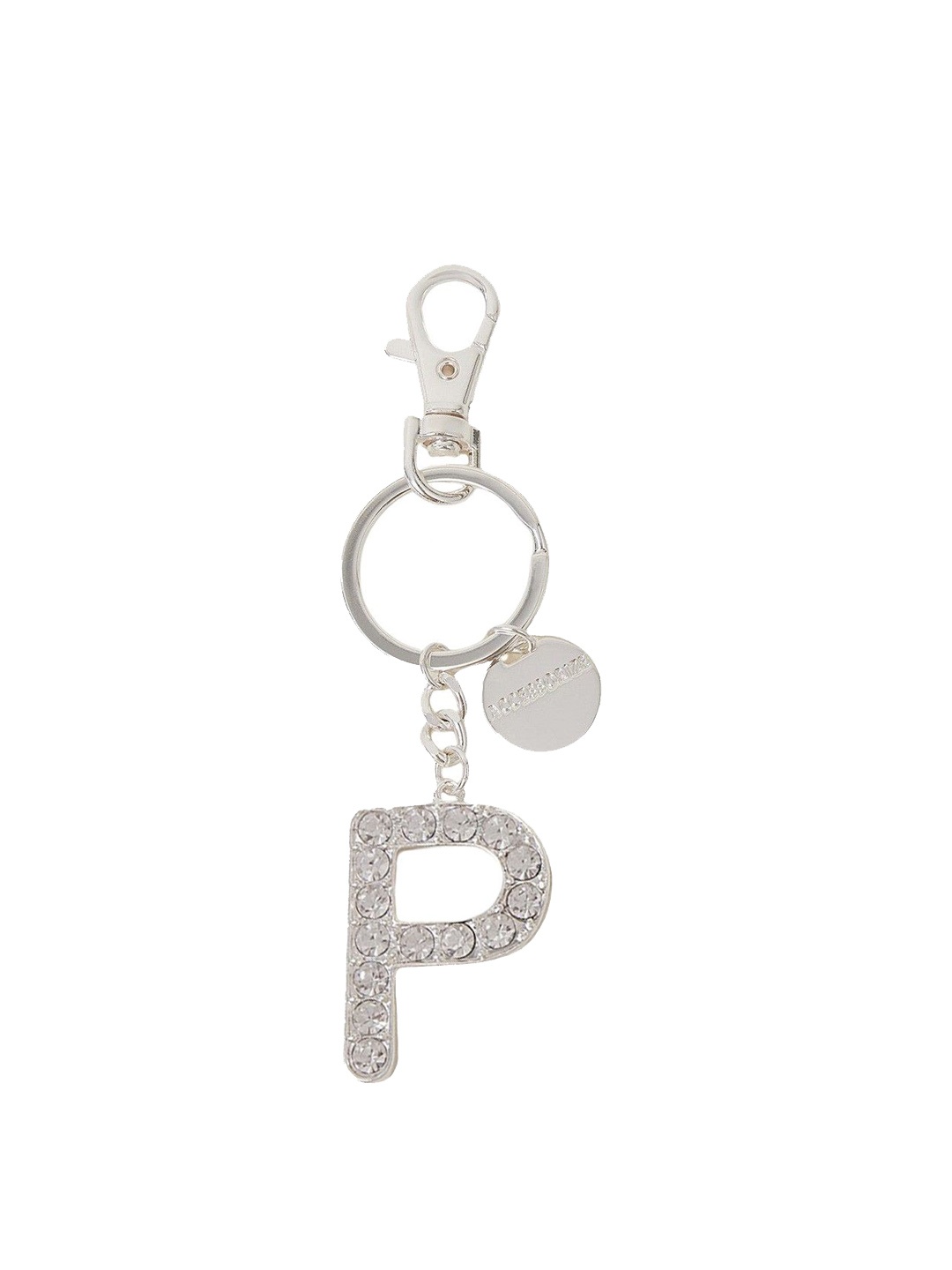 

Accessorize Initial P Stone-Studded Key Chain, Silver