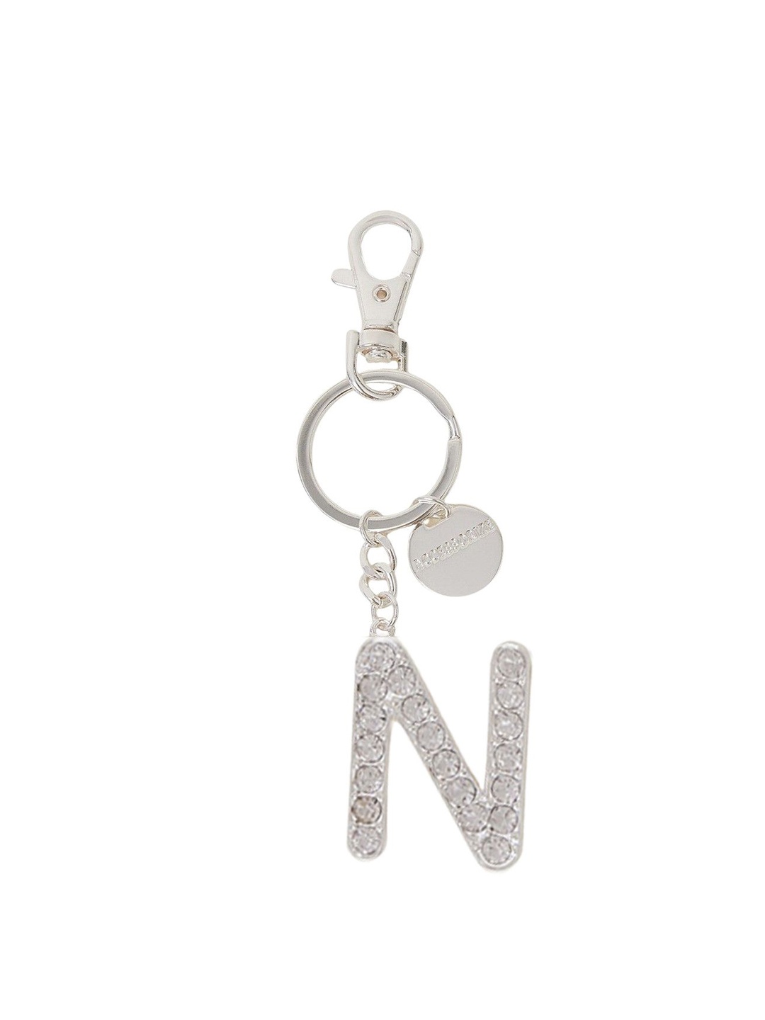 

Accessorize Initial N Stone-Studded Key Chain, Silver