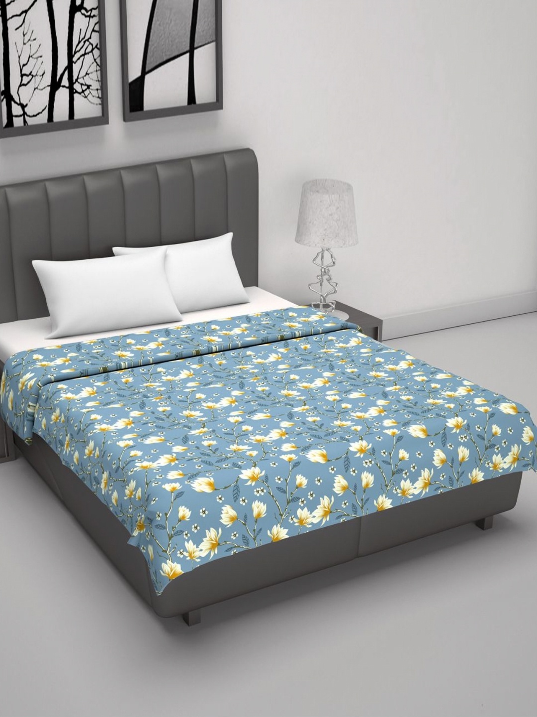 

Divine Casa Florate Blue Printed Cotton AC Room Reversible 120 GSM Double Bed Dohar