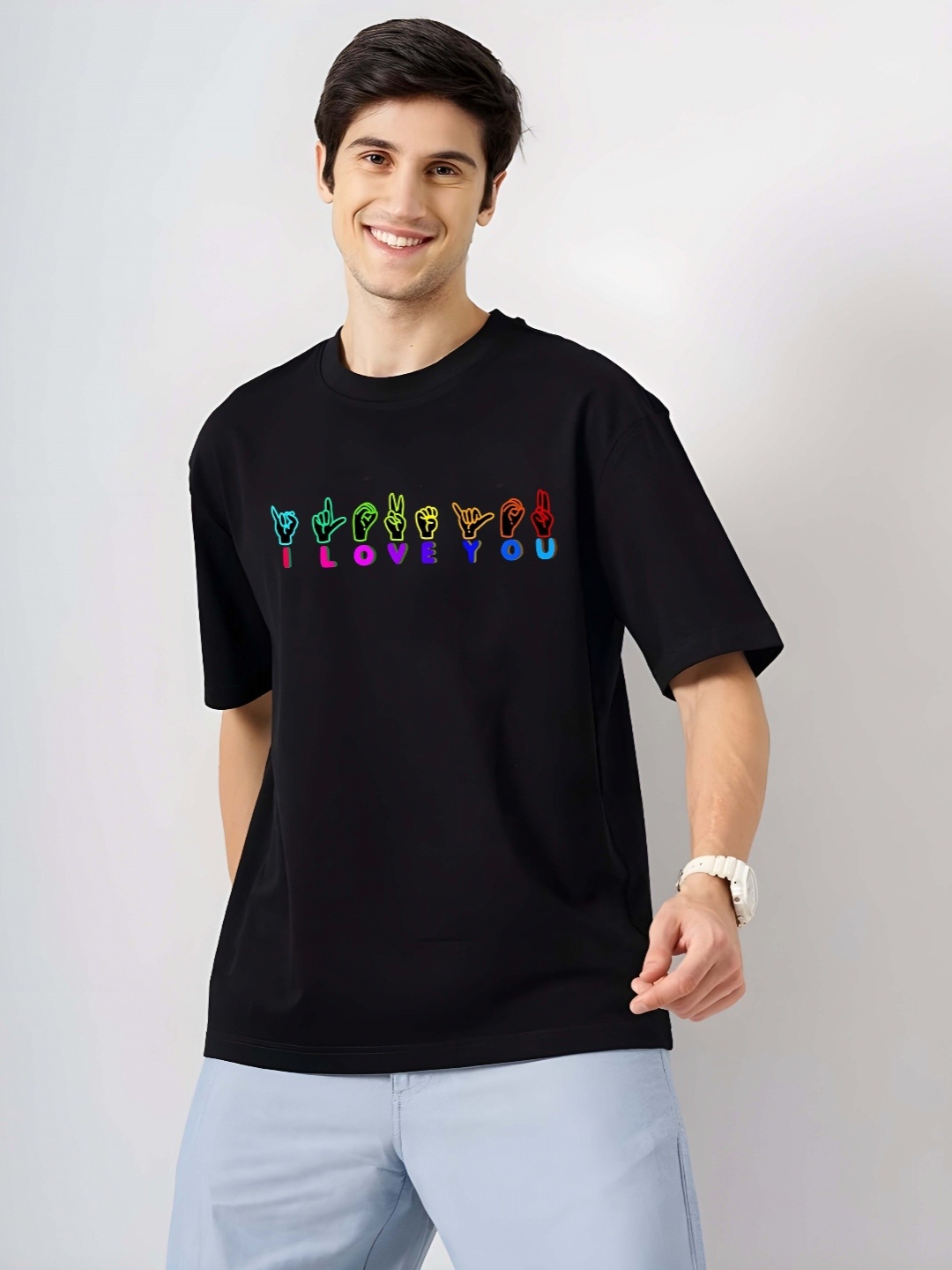 

KAIDO Men Typography Printed Round Neck Pure Cotton Relaxed Fit T-shirt, Black