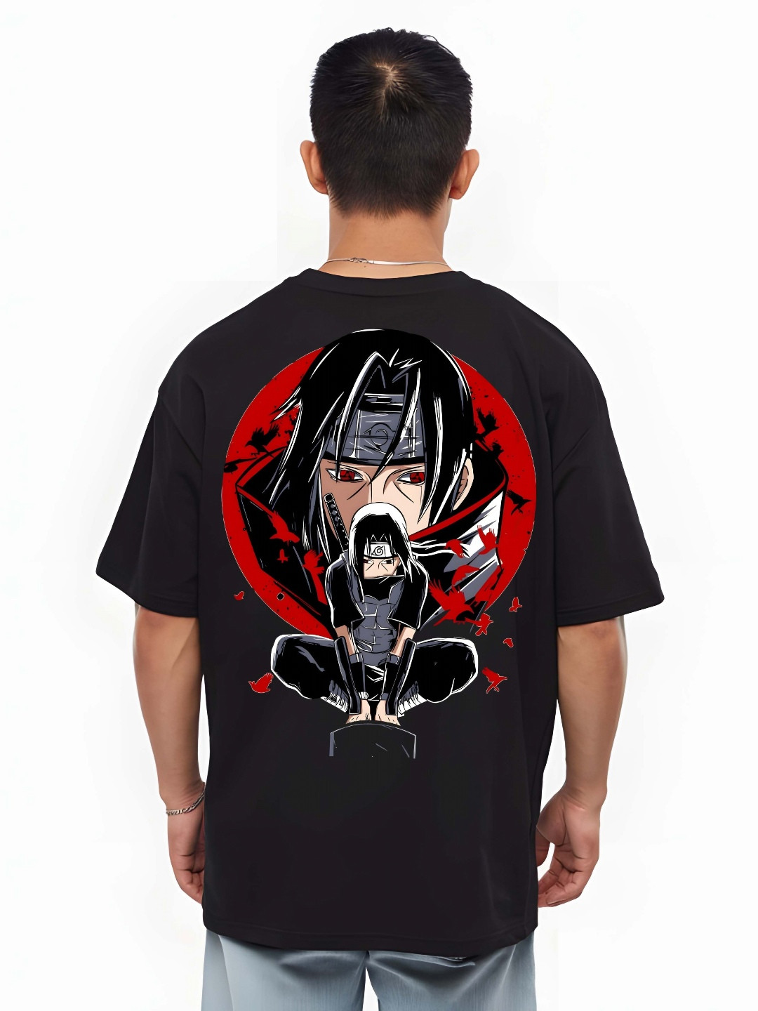 

KAIDO Men Naruto Graphic Printed Round Neck Pure Cotton Relaxed Fit T-shirt, Black