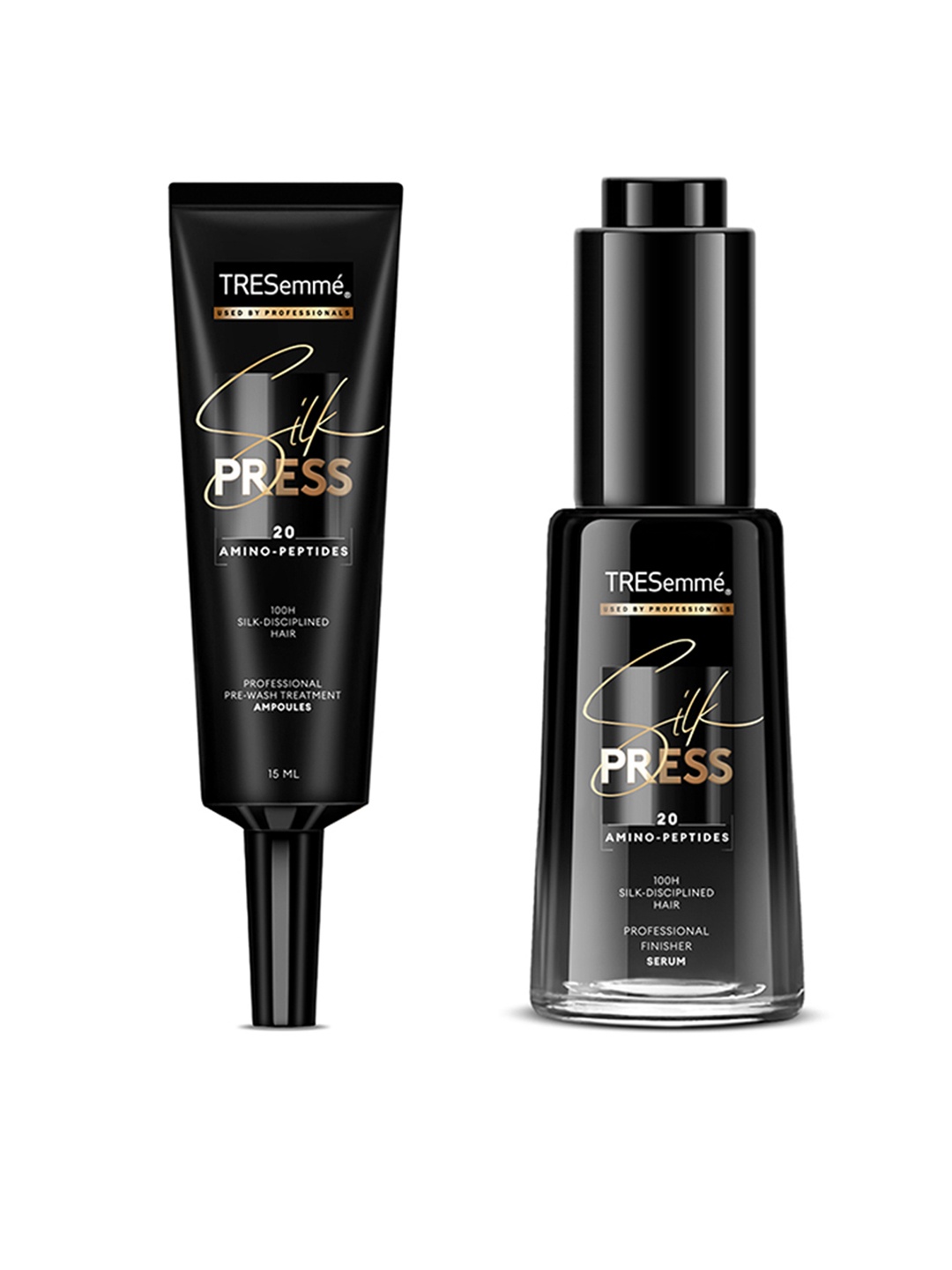 

TRESemme Silk Press Pre-Wash Hair Cream Ampoules 15ml each & Hair Serum 38ml, Black