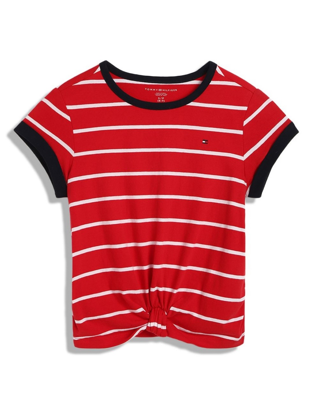 

Tommy Hilfiger Girls Striped Pure Cotton T-shirt, Red