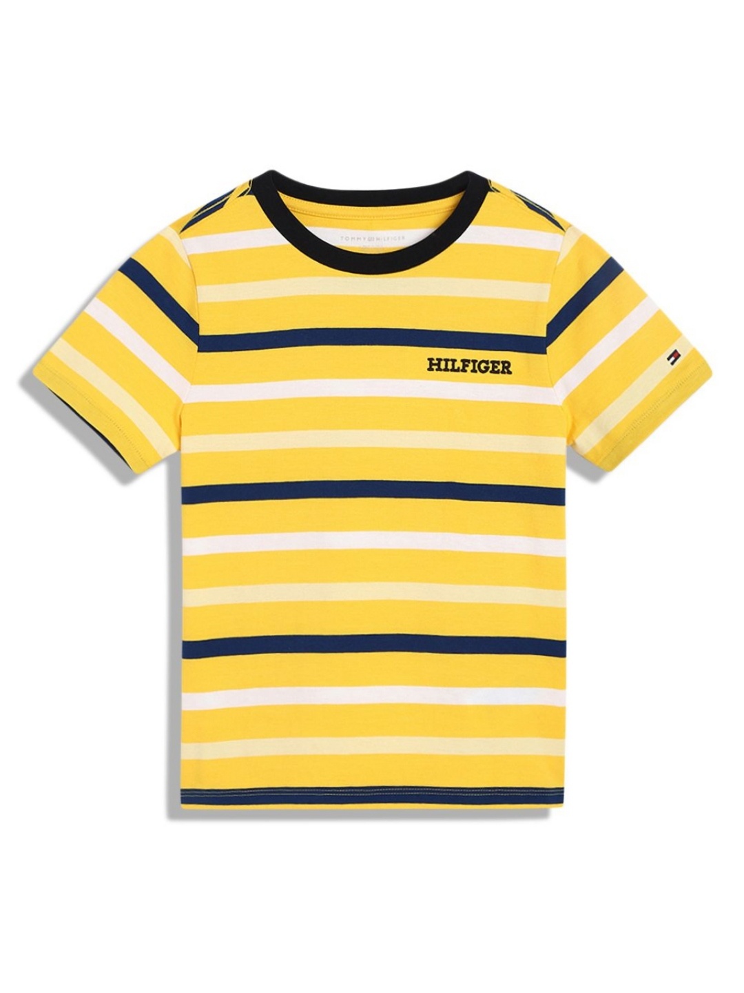 

Tommy Hilfiger Boys Striped Round Neck Cotton T-shirt, Yellow