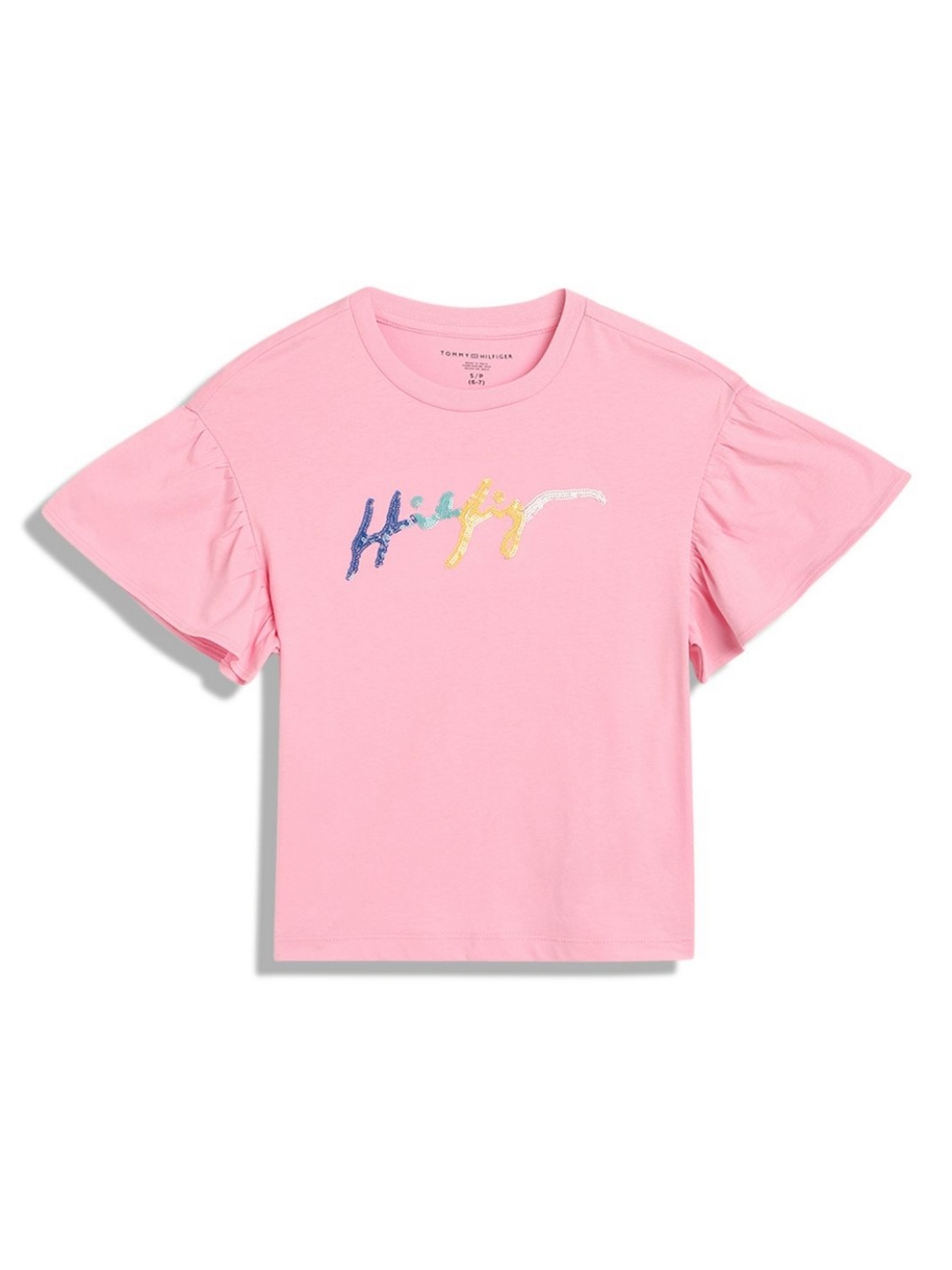 

Tommy Hilfiger Girls Typography Embellished Pure Cotton T-shirt, Pink