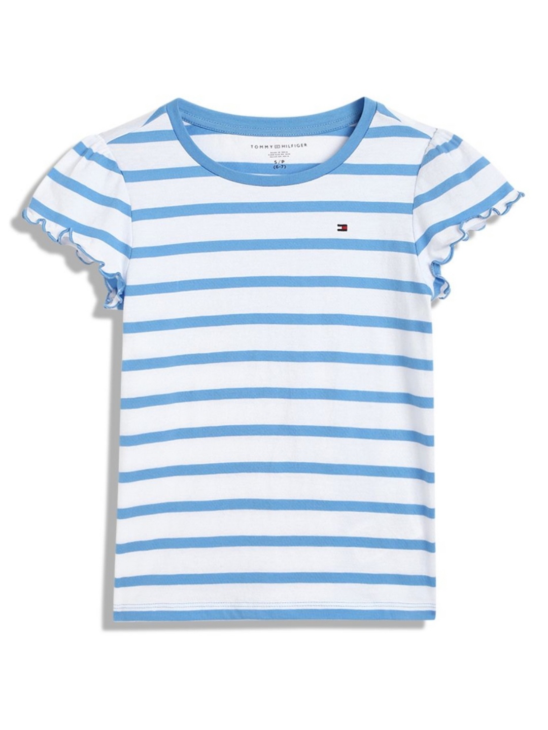 

Tommy Hilfiger Girls Striped Round Neck Cotton T-shirt, Blue