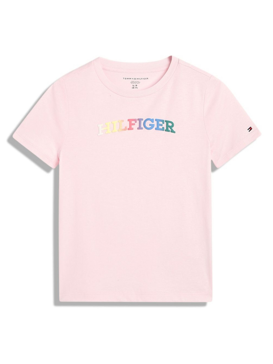 

Tommy Hilfiger Girls MONOTYPE Typography Printed Round Neck Cotton T-shirt, Pink