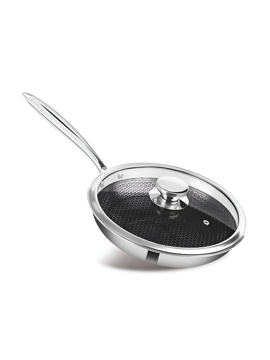 

Milton Silver-Toned Pro Cook Tech Induction Stainless Steel Fry Pan with Glass Lid 26 cm