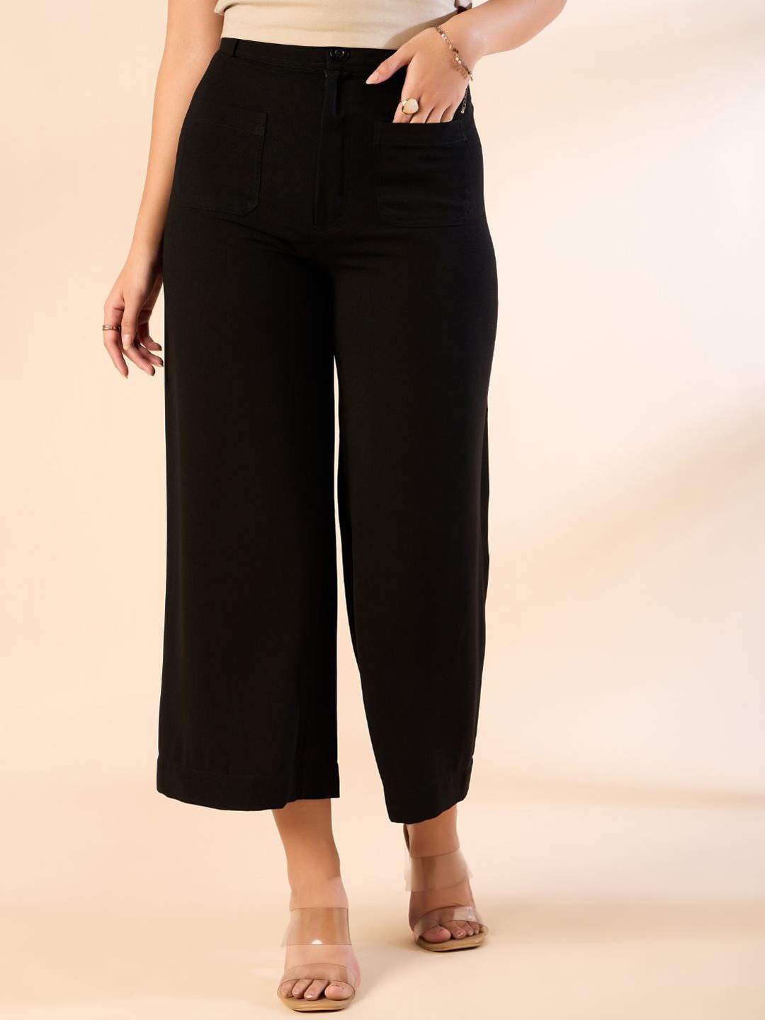 

Kiarabel Retail Women Relaxed Culottes Trousers, Black