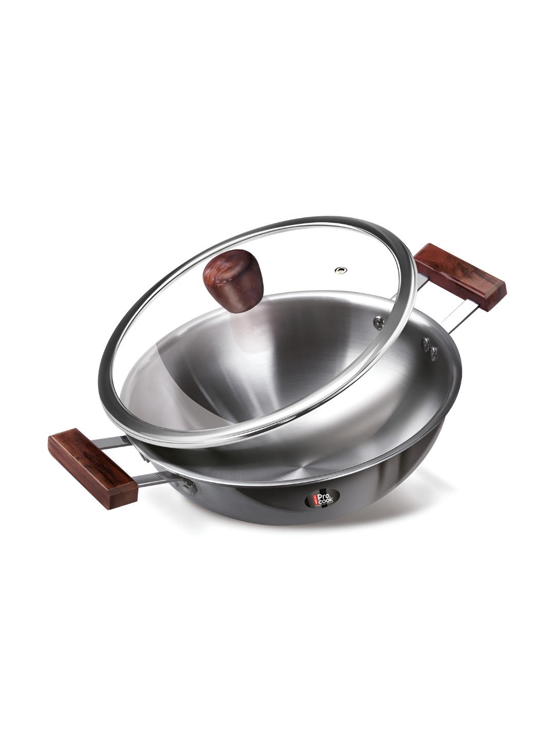 

Milton Pro cook Triply Hexa Tech Induction Stainless Steel Kadhai with Glass Lid 22 cm, Silver