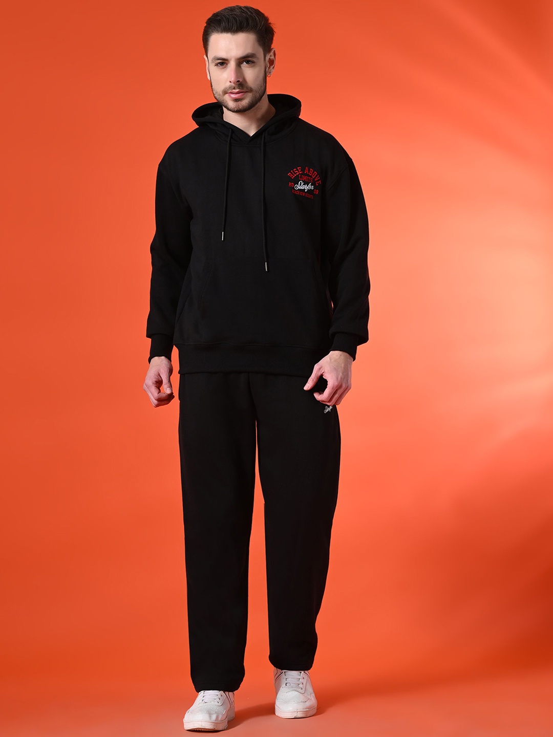 STARFOX Hooded Oversized Sweatshirt with Trouser Co-Ord Set, Black