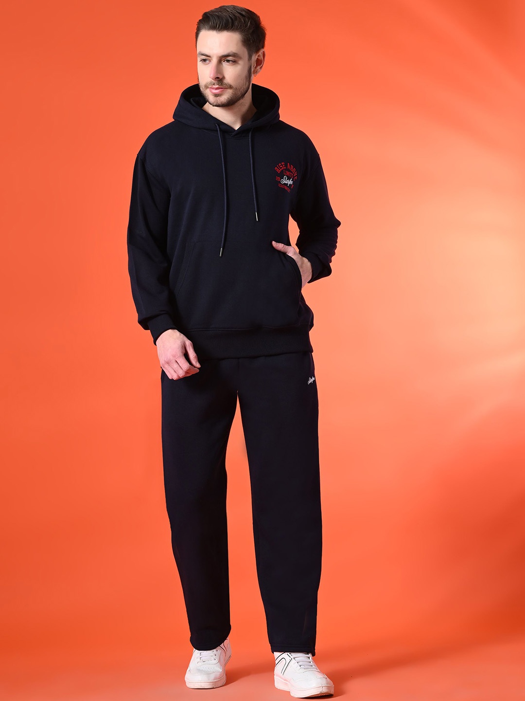 STARFOX Hooded Oversized Sweatshirt with Trouser Co-Ord Set, Navy blue