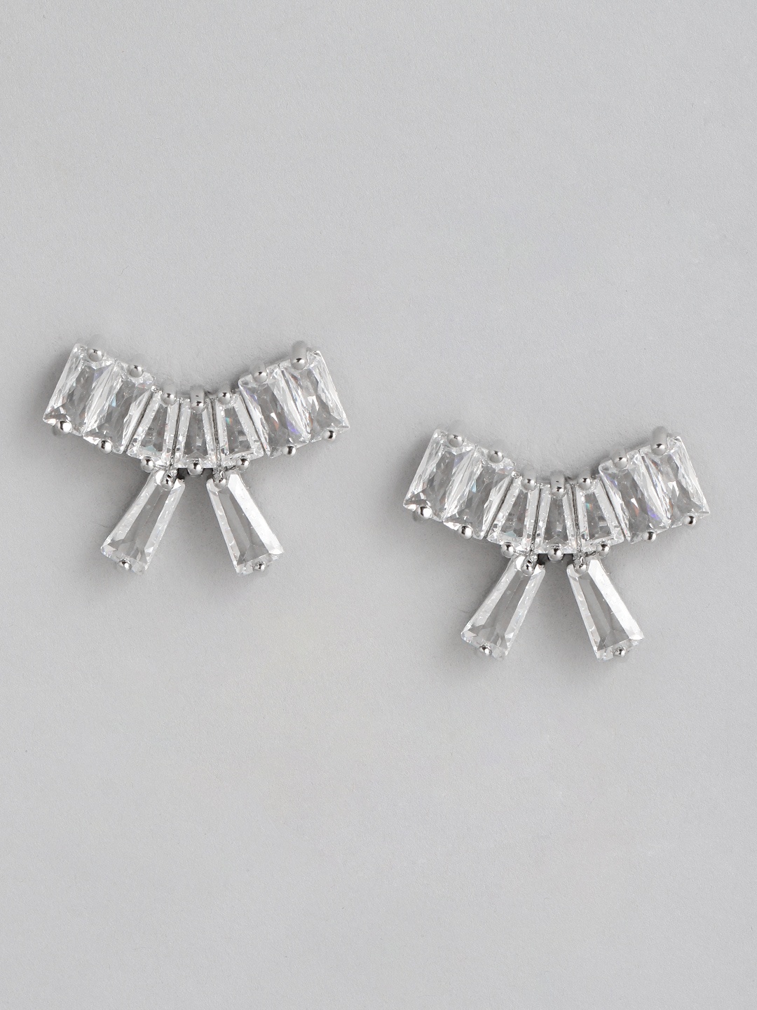 

DressBerry Bow-Shaped Stone-Studded Studs Earrings, Silver